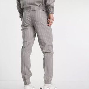 ASOS DESIGN slate gray pinstripe skinny smart sweat style pants